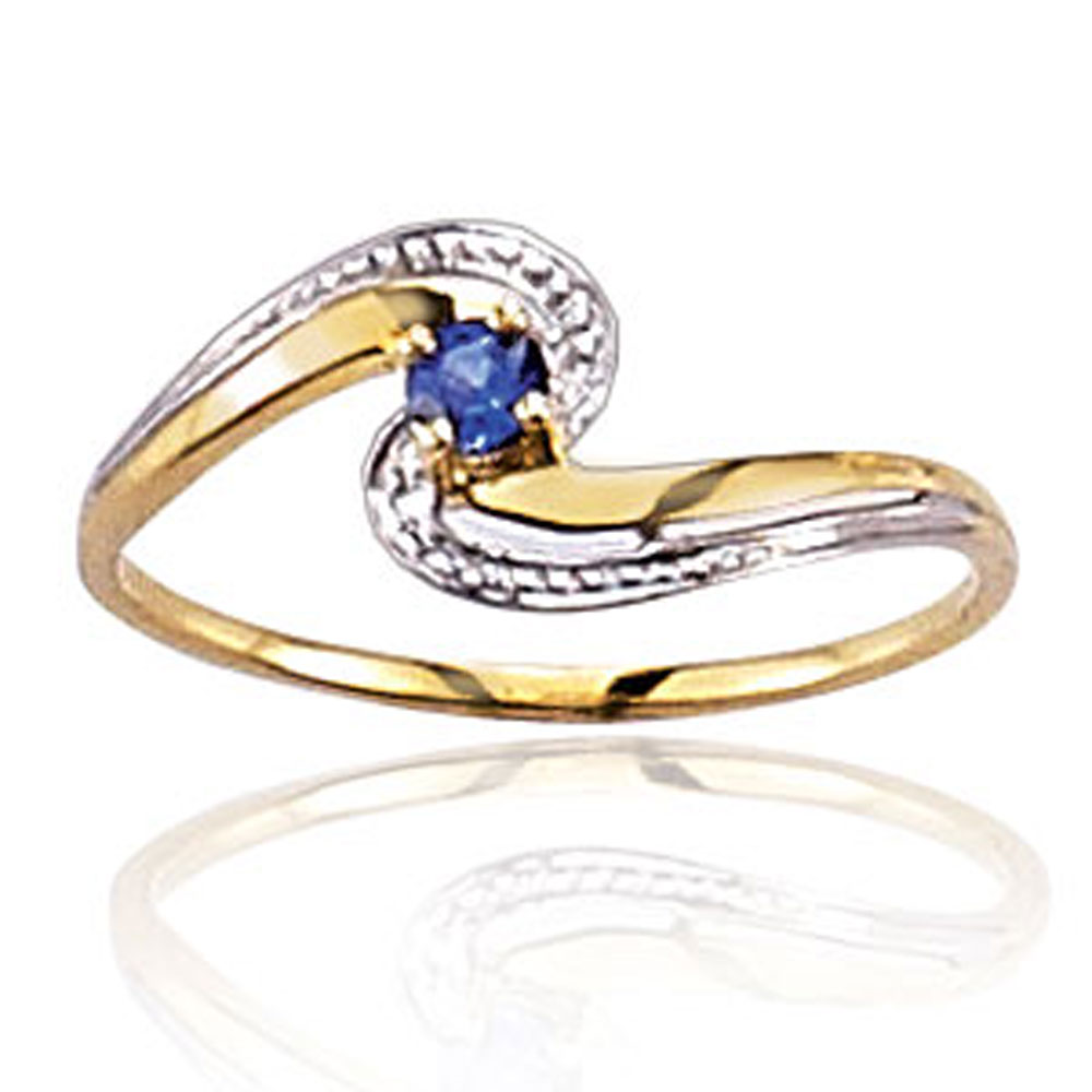 Bague or jaune 750/1000e, saphir - Bleu 