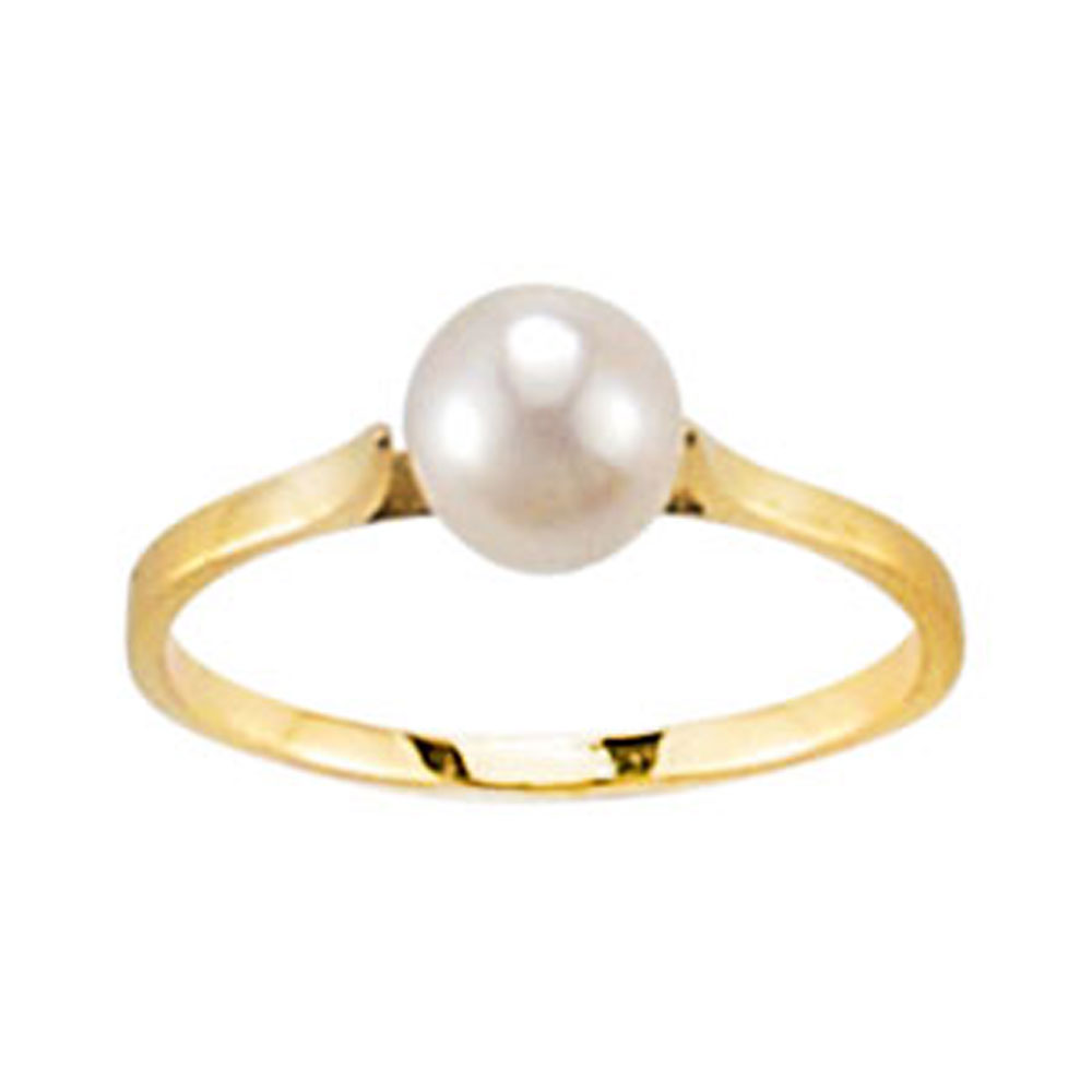 Bague or jaune 750/1000e perle de culture et diamant - Blanc