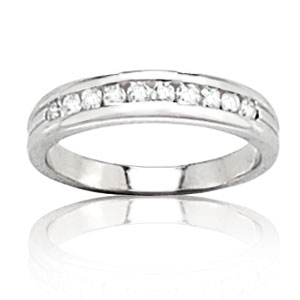 Alliance or gris 750/1000e et diamant - Blanc (0,25 carat)