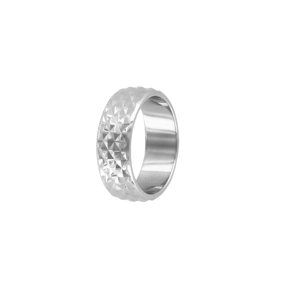 Bague - Acier brillant - Ciselé