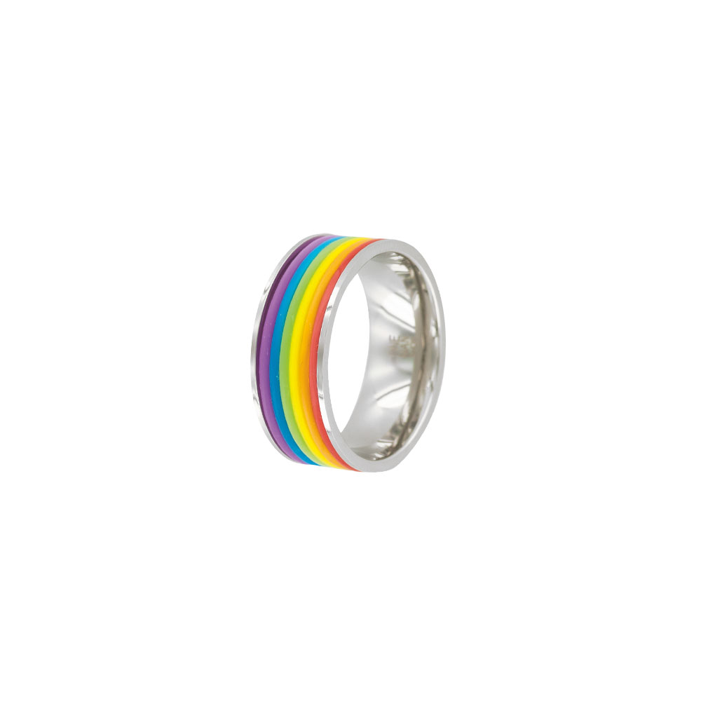 Bague acier 'Arc en ciel' pour homme