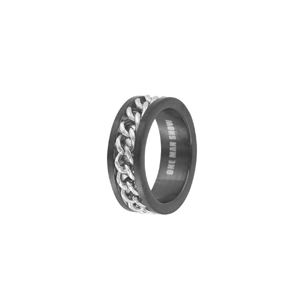 Bague acier noir pour homme