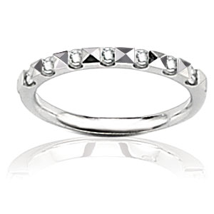 Alliance or gris 750/1000e et diamant - Blanc (0,22 carat)