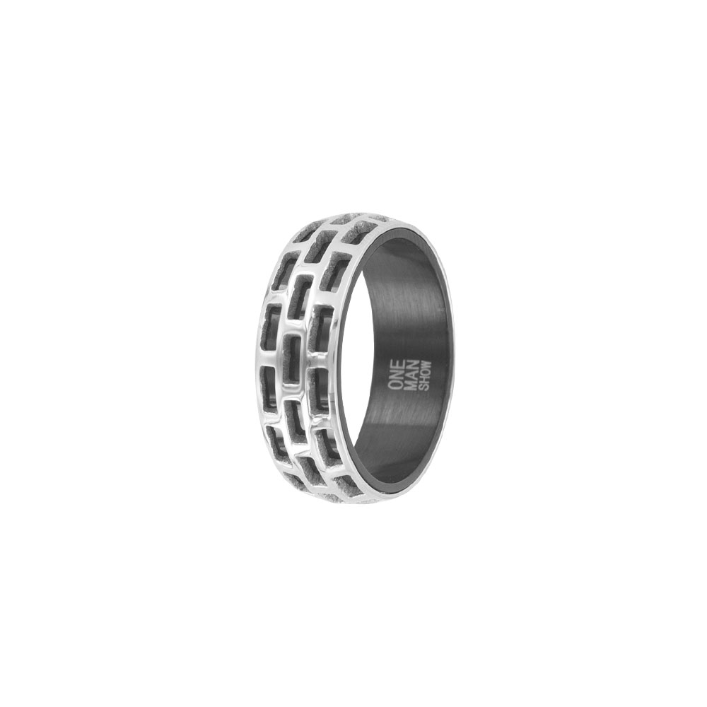 Bague acier noir pour homme