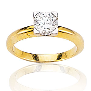 Solitaire or jaune 750/1000e et diamant - Blanc (1 carat)