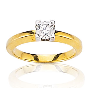 Solitaire or jaune 750/1000e et diamant - Blanc (0,50 carat)