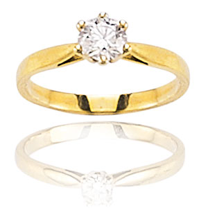 Solitaire or jaune 750/1000e et diamant - Blanc (0,50 carat)