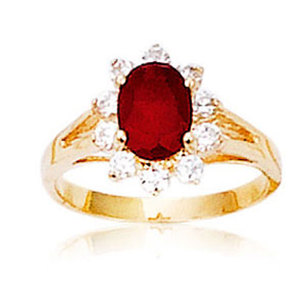 Bague plaqué or et oxyde de zirconium - Rouge