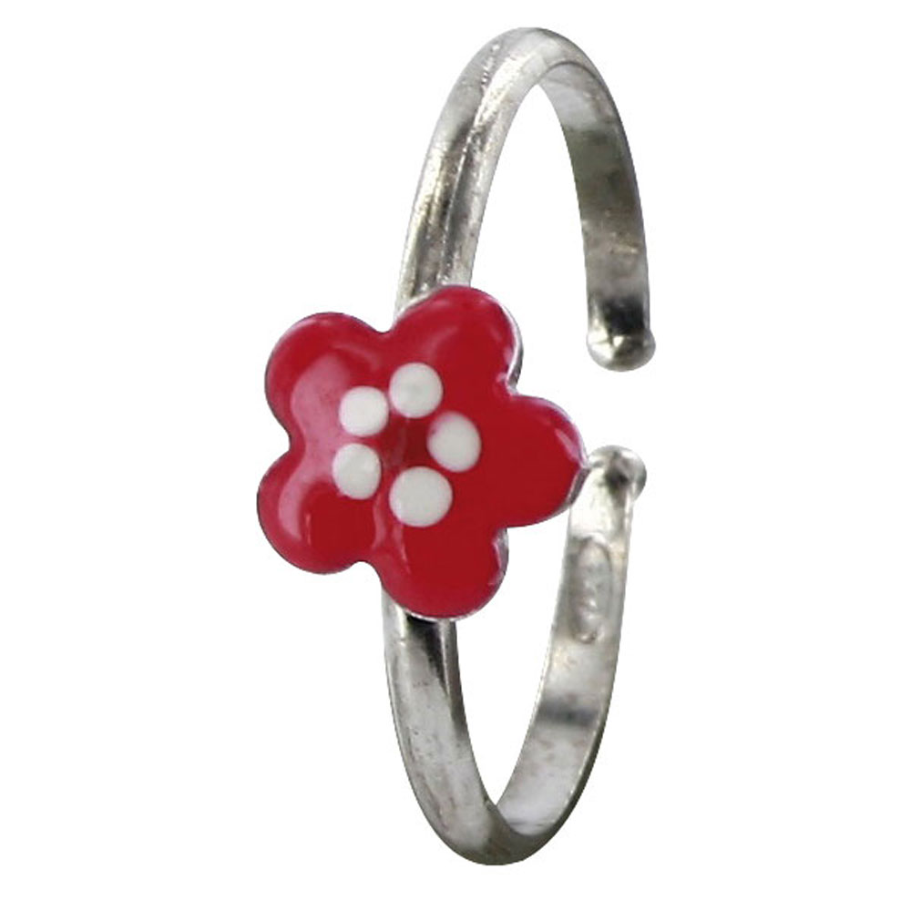 Bague émail argent 925/1000 rhodié - Fushia - Enfant