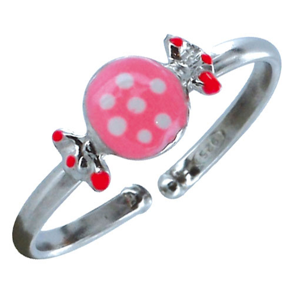 Bague émail argent 925/1000 rhodié - Rose - Enfant