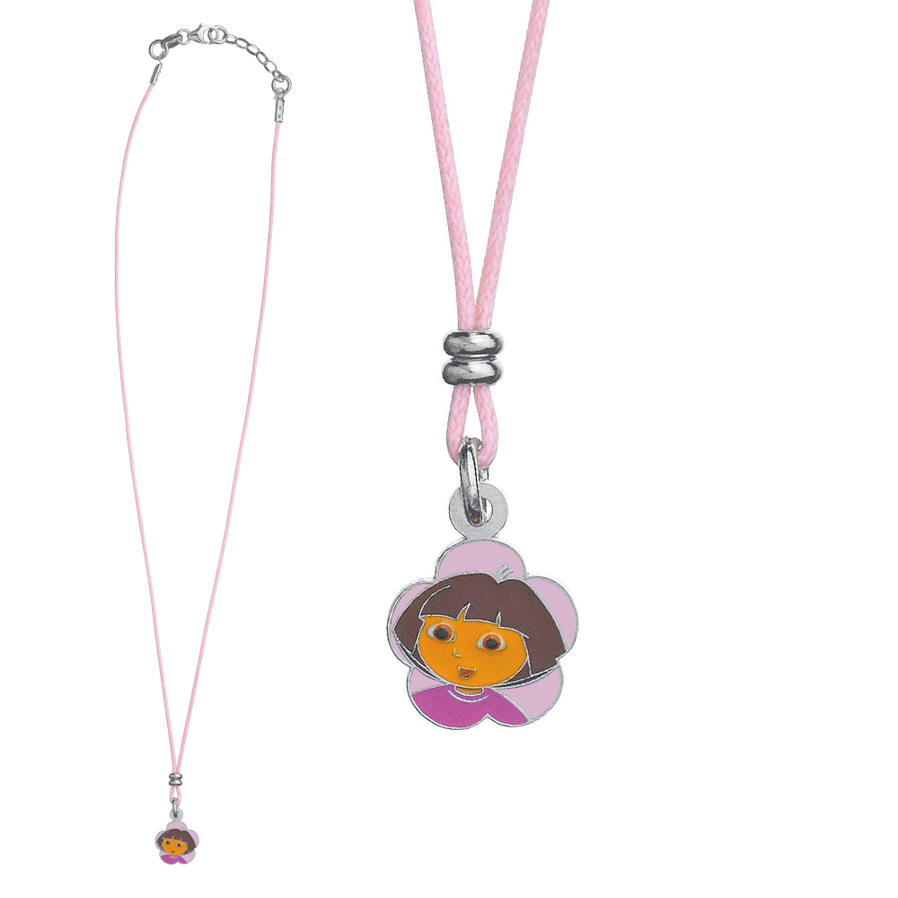 Collier 'Dora Exploratrice' en argent 925/1000e - Rose - Enfant