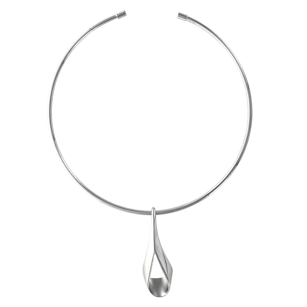 Collier rigide avec pendant forme goutte en acier (317064)