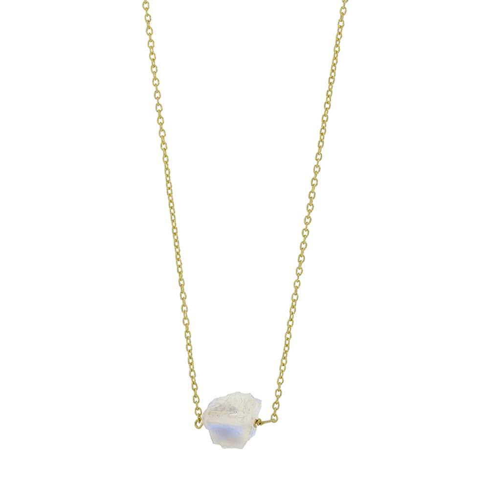 Collier argent 925/1000 doré 2 microns avec pierre brute en Pierre de Lune (317661PL)