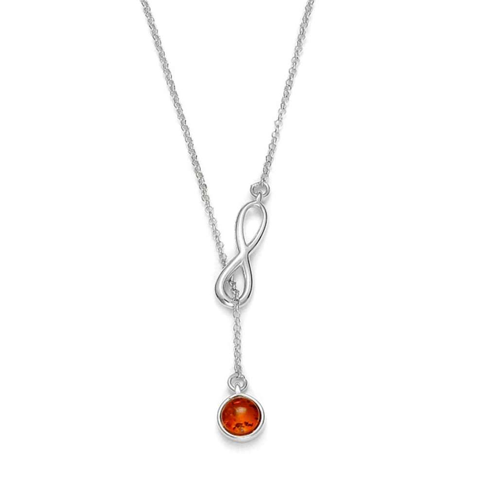 Collier pierre ambre et motif infini en argent 925/1000 rhodié (31710729)