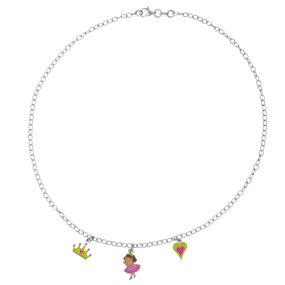 Collier 'Dora Princesse' en argent 925/1000e - Rose - Enfant