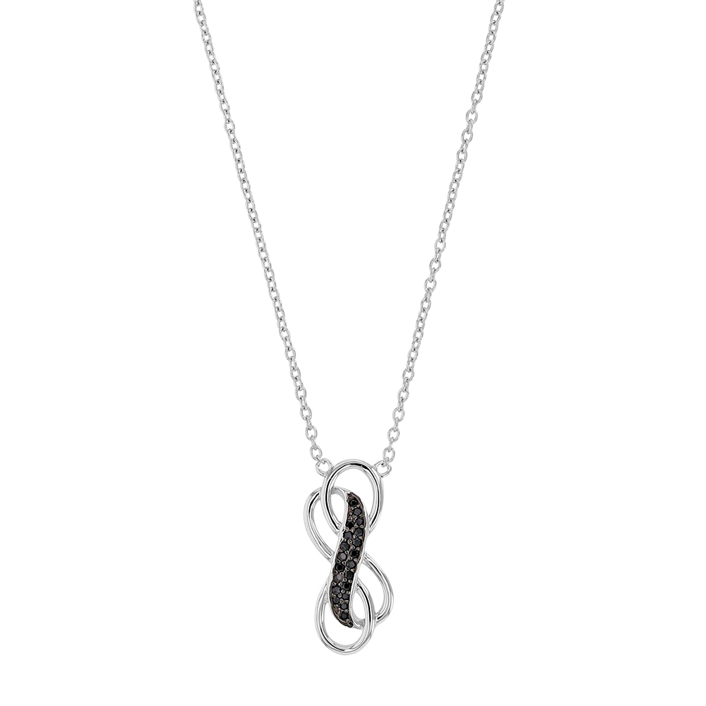 Collier infinis en argent rhodié et oxyde de zirconium teinté noir (317543)