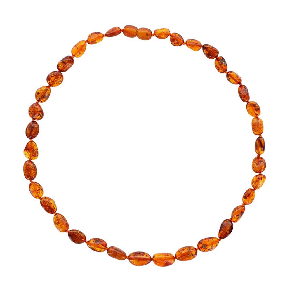 Collier de pierres ovales en ambre cognac, fermoir ambrine à vis (31710473)