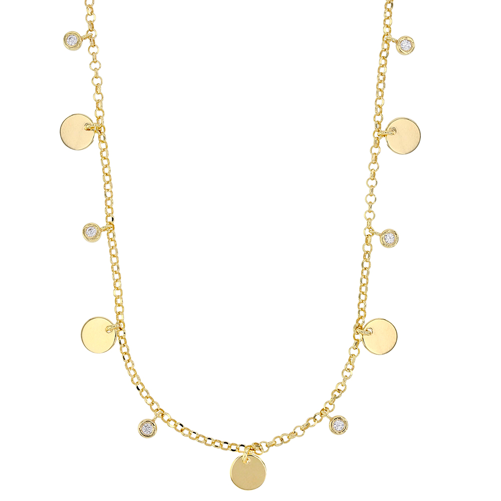 Collier argent doré de pampilles rondes et d'oxydes de zirconium (31710613D)