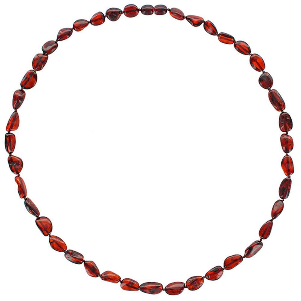 Collier homme en pierre d'Ambre couleur cerise, fermoir à vis (31710824)