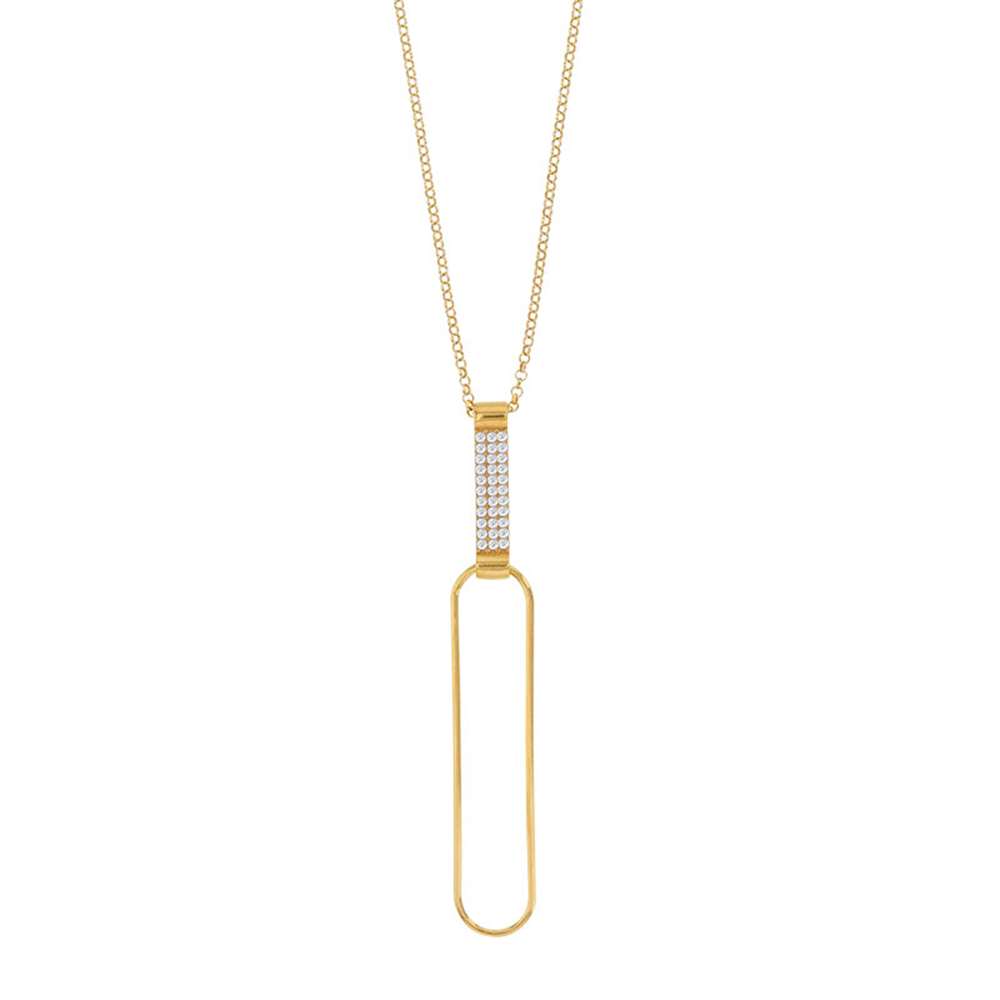 Collier URBAN argent 925/1000 doré forme allongée ornée d'une bélière empierrée (31710803D)