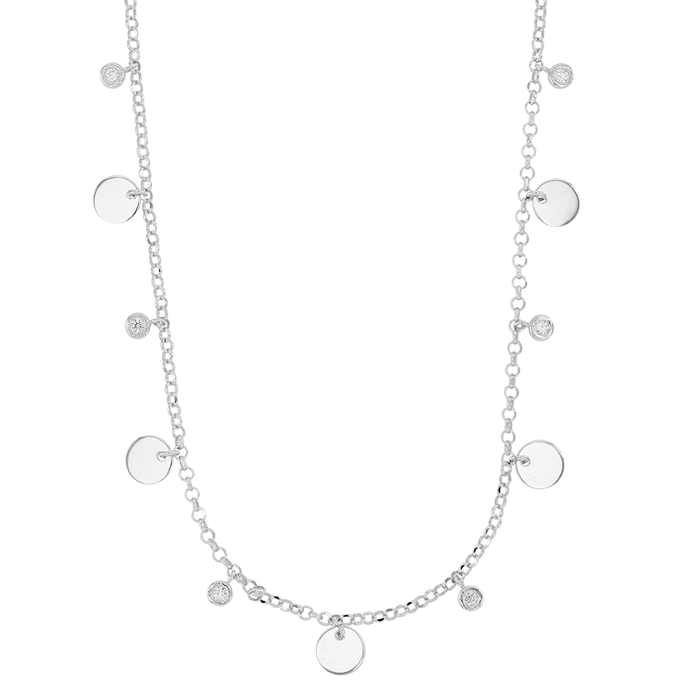 Collier argent rhodié de pampilles rondes et d'oxydes de zirconium (31710613)