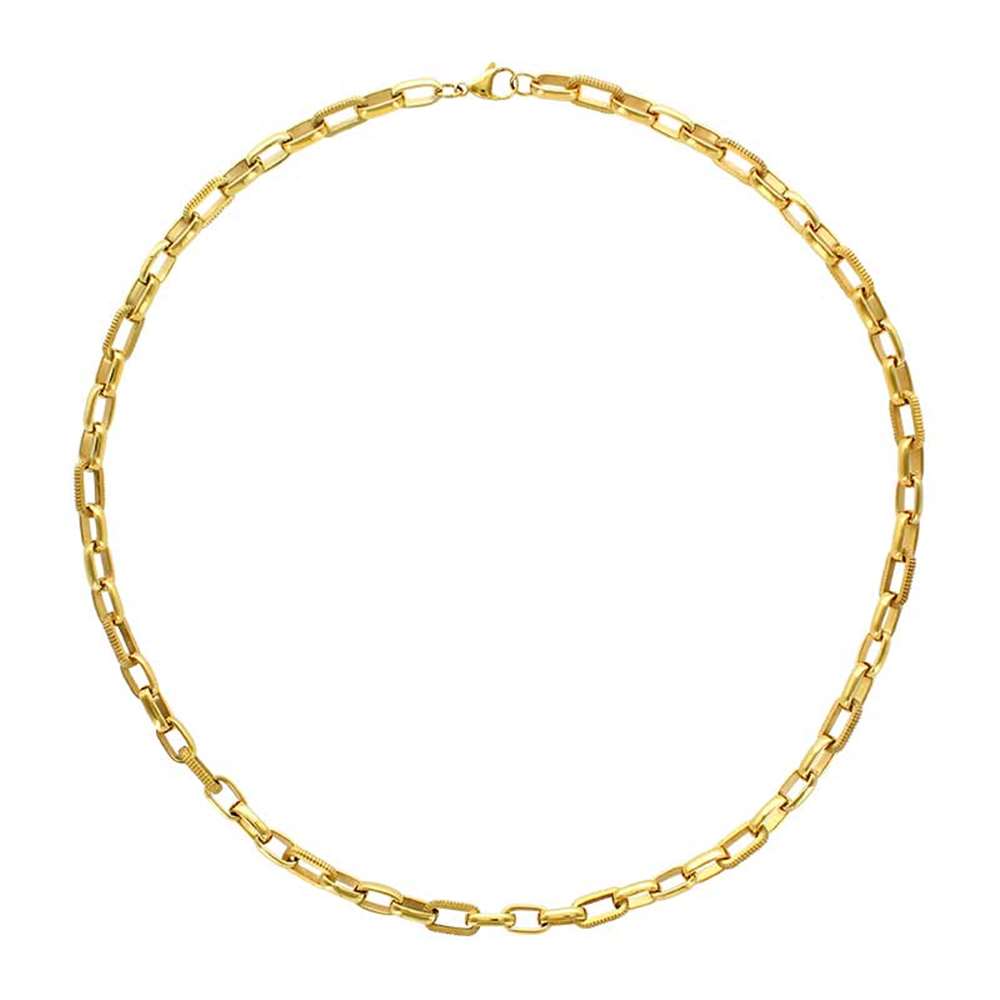 Collier à maille 'forcat' lisse et à cran en acier doré brillant (317666)