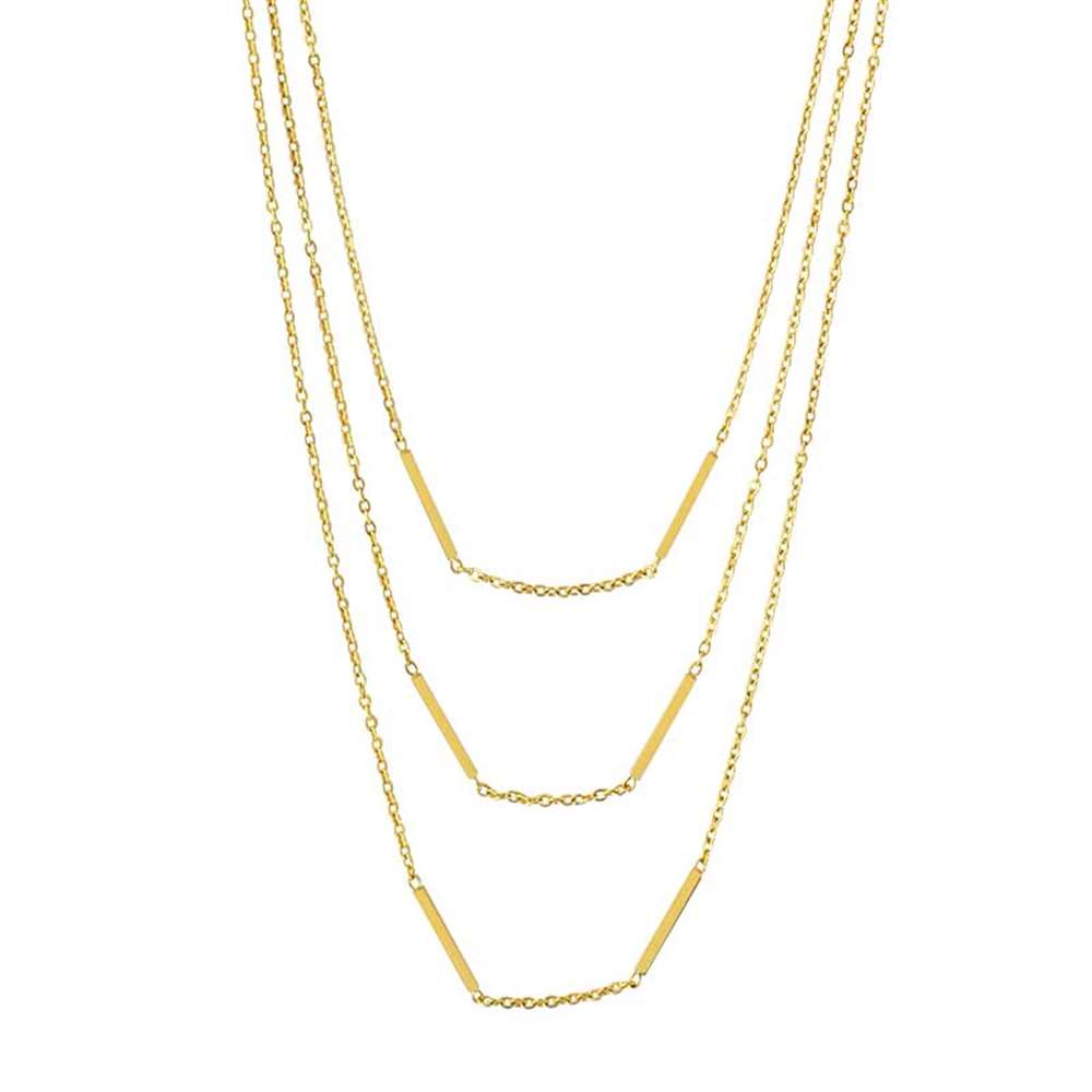 Collier 3 rangs en Acier doré (317084D)