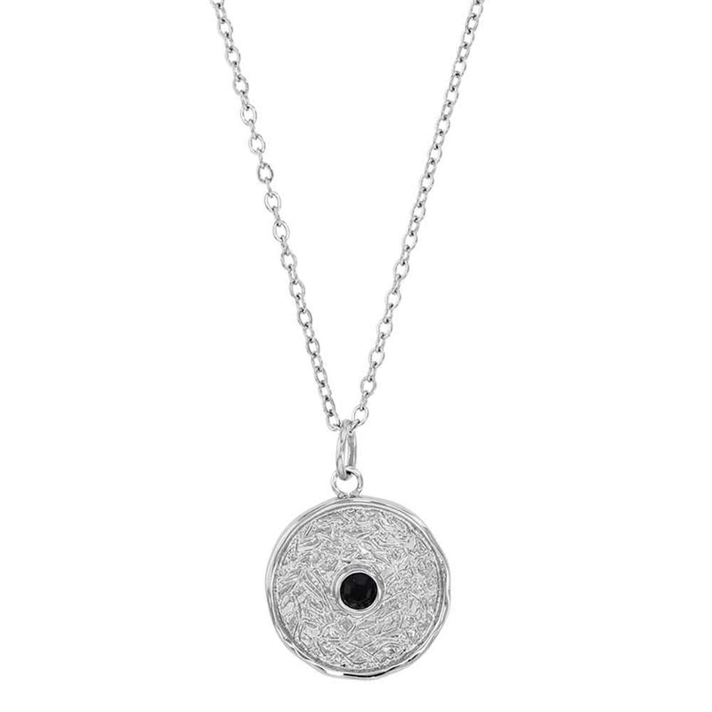 Collier en Acier martelé et cristal noir (317679)
