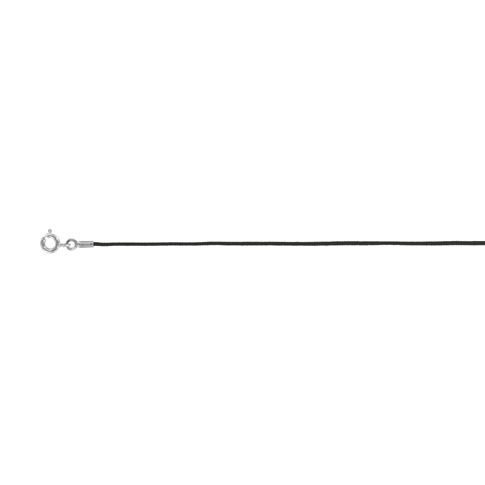 Lot de 5 cordons caoutchouc (noir) - 2,5mm - 45cm - Fermoir Argent 925/1000 