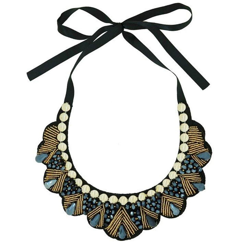 Collier ajustable fantaisie doré gris