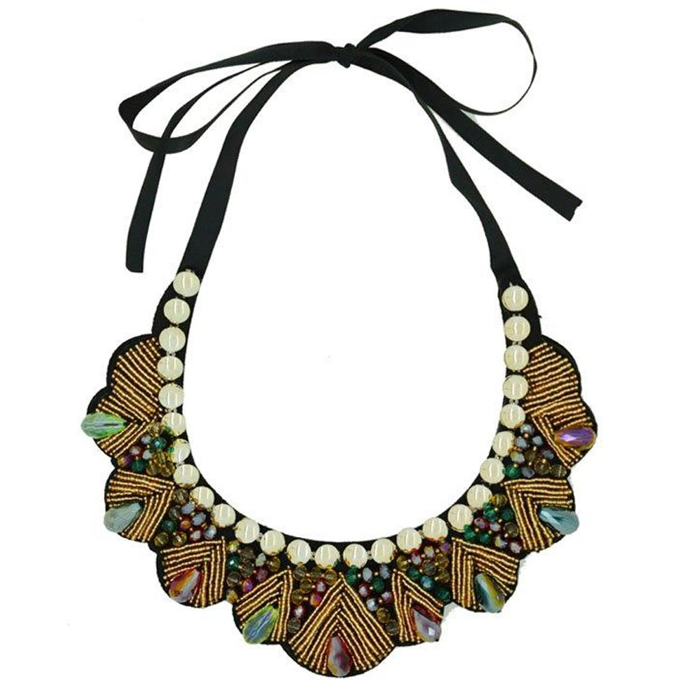 Collier ajustable fantaisie doré multicolore