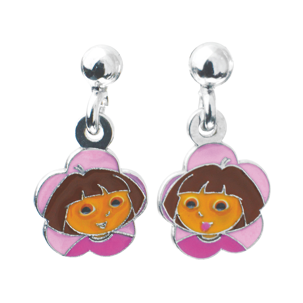 Boucles d'oreilles 'Dora Exploratrcice' en argent 925/1000e - Rose - Enfant