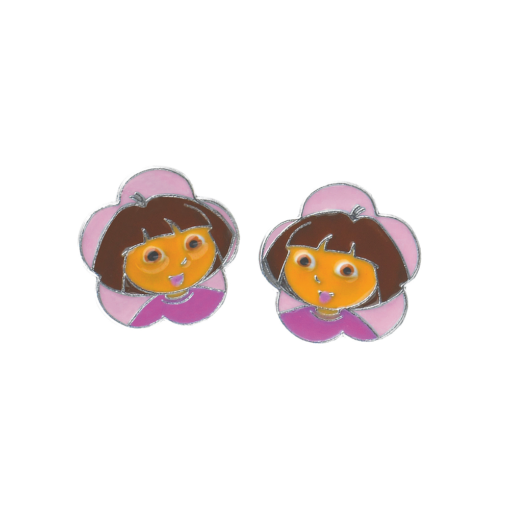 Boucles d'oreilles 'Dora Exploratrcice' en argent 925/1000e - Rose - Enfant