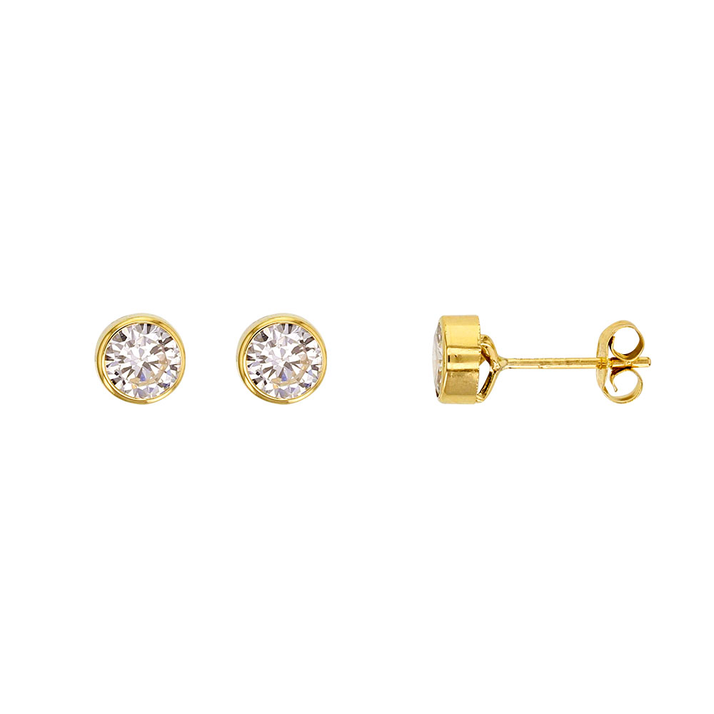 Boucles d'oreilles en Or 375/1000e et oxyde de zirconium sertis clos (393407)