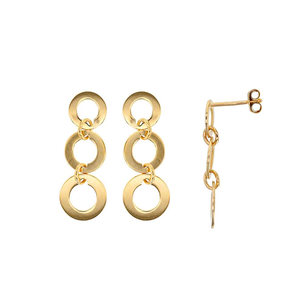 Boucles d'oreilles pendantes 3 cercles en plaqué or (3230235)