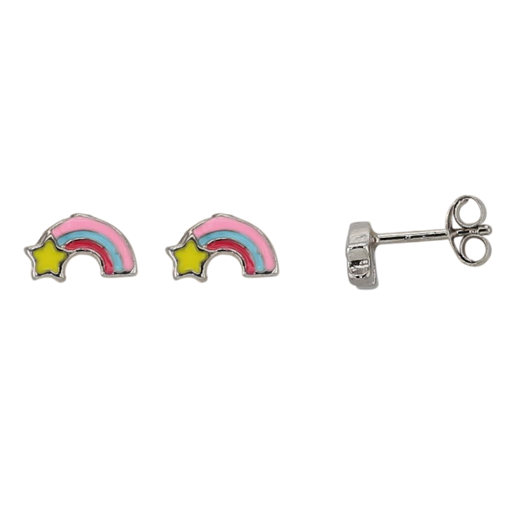 Boucles d'oreilles puces argent rhodié en Arc-en-ciel étoilé (3131487)