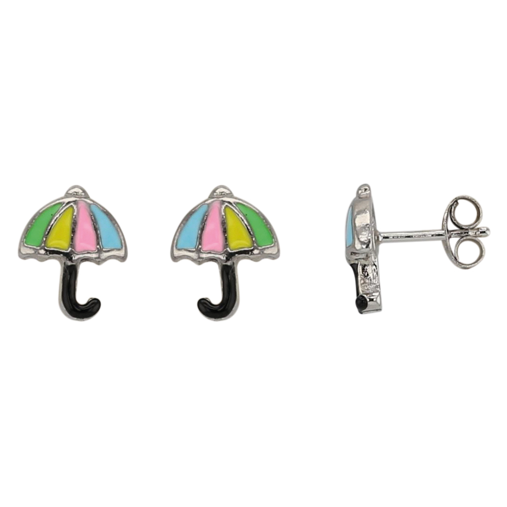 Boucles d'oreilles puces parapluie en argent rhodié 925/1000 (3131489)