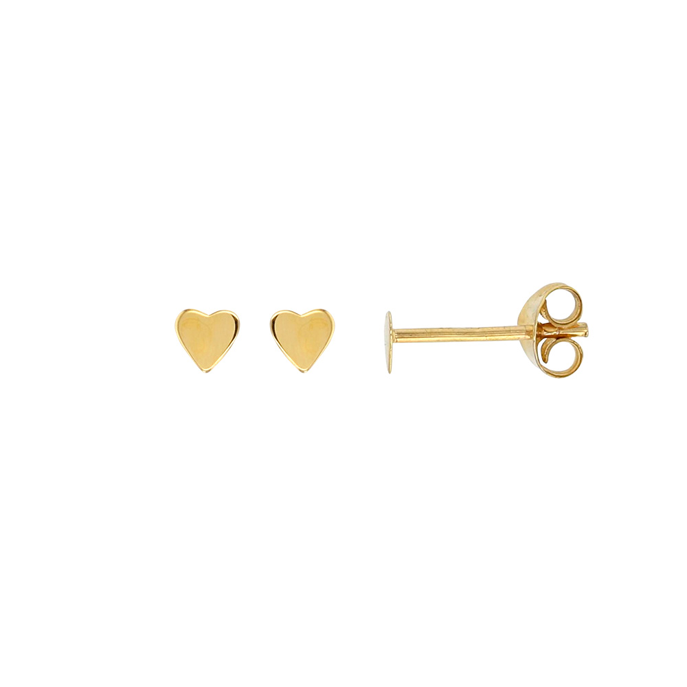 Petites boucles d'oreilles puce en forme de coeur, Or 375/1000 (393145)