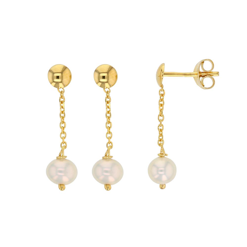 Boucles d'oreilles pendantes en Or 750/1000 avec perle d'eau douce 4 à 4.5mm (3030247)