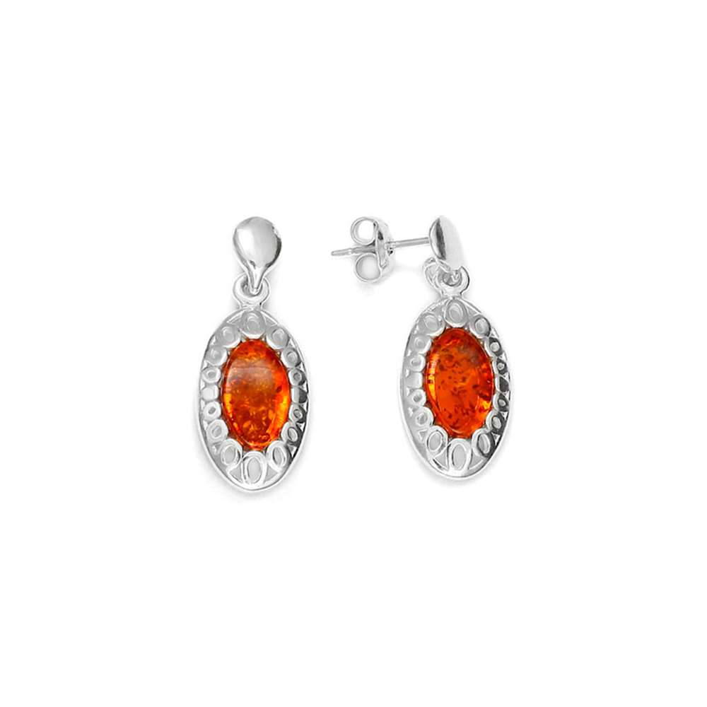 Boucles d'oreilles ovales en Ambre et armature ajourée argent 925/1000 rhodié (31318219)