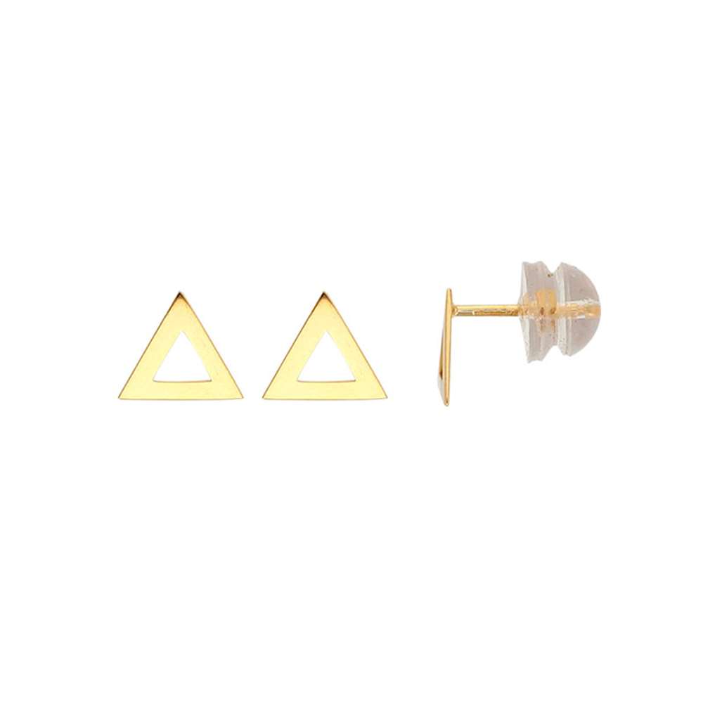 Boucles d'oreilles fillette forme Triangle Or 375/1000 - Poussettes silicone (393034T)