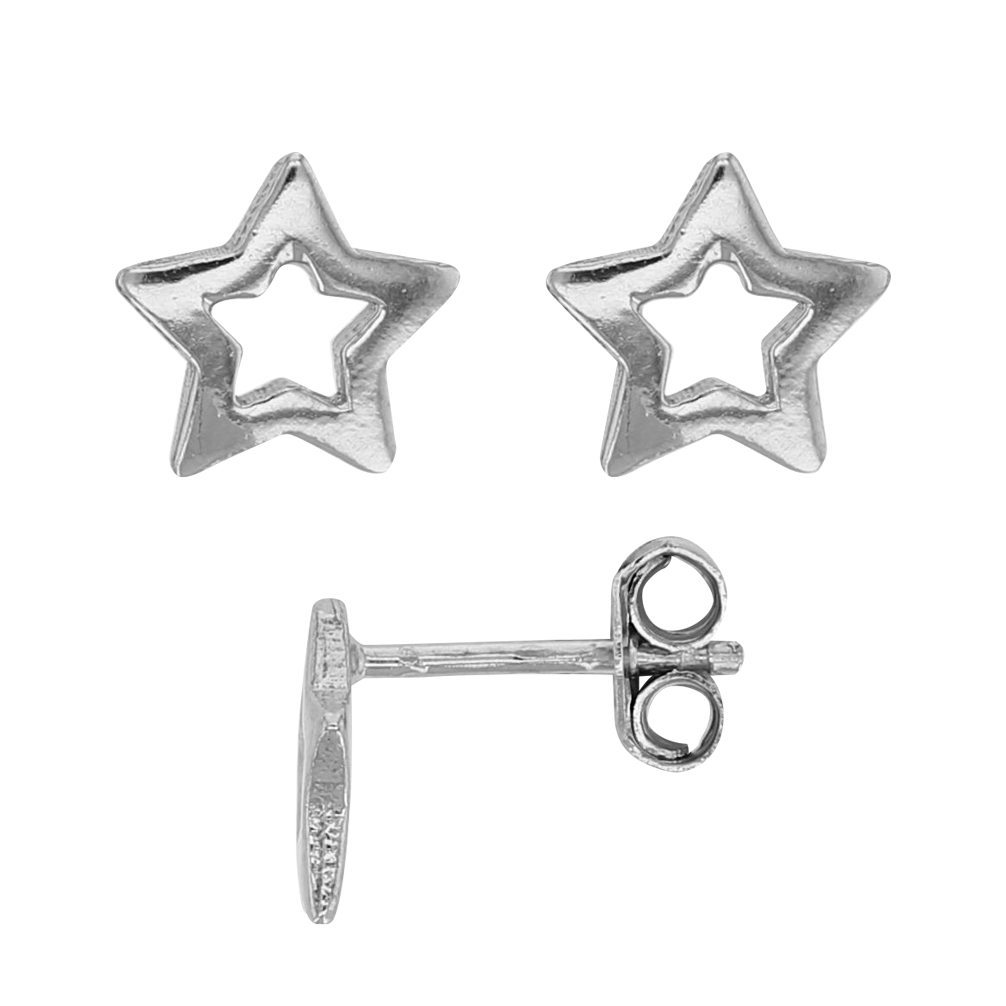 Boucles d'oreilles argent rhodié en étoile ajourée (3131755)