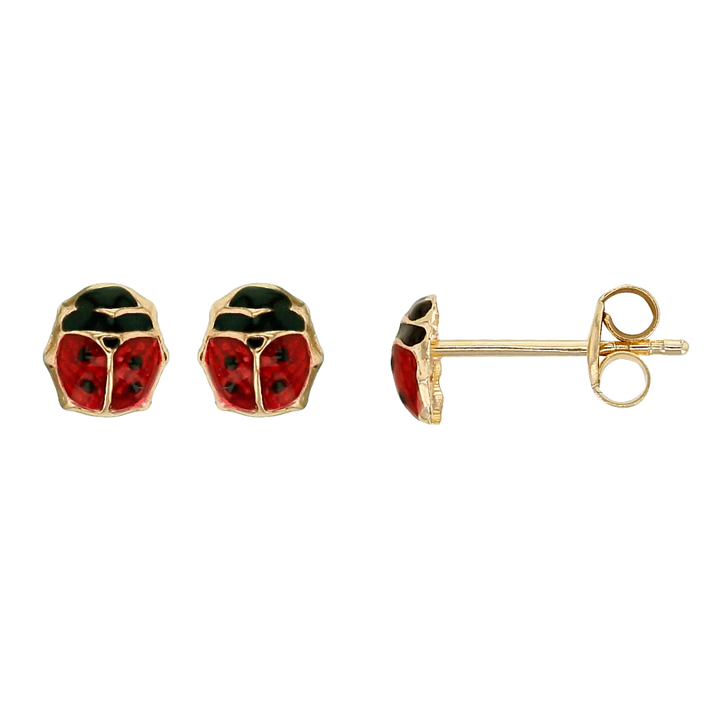 Boucles d'oreilles coccinelles Or 375/1000 et émail (393139)