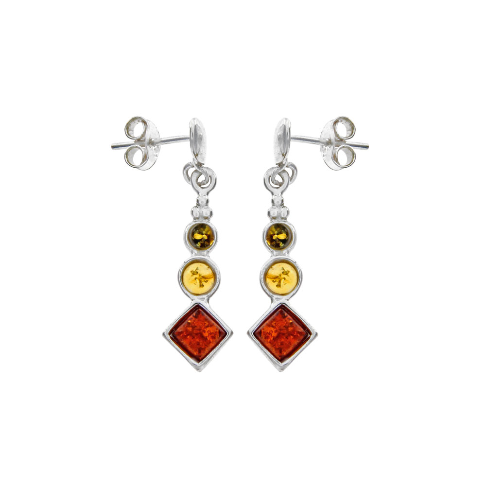 Boucles d'oreilles argent 925/1000e ambre