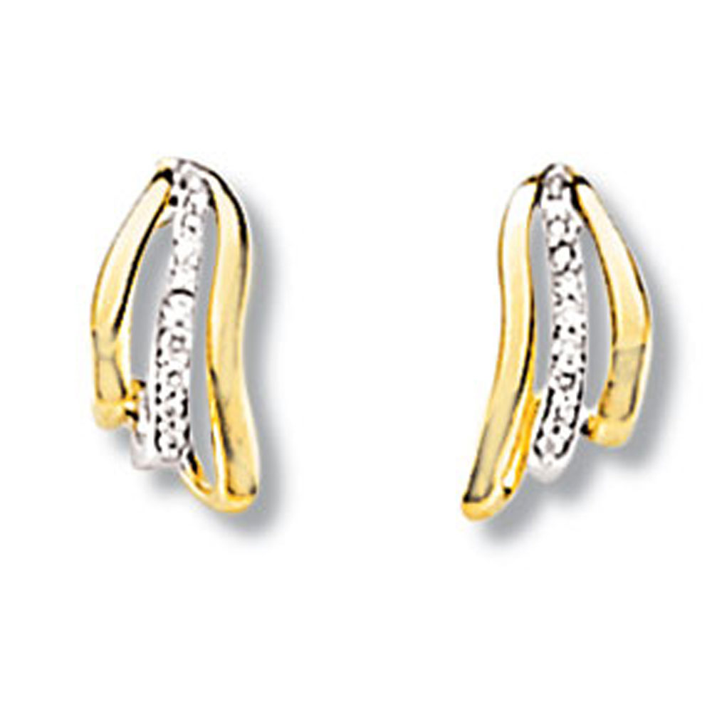 Boucles d'oreilles or jaune et diamant (0,08 carat)