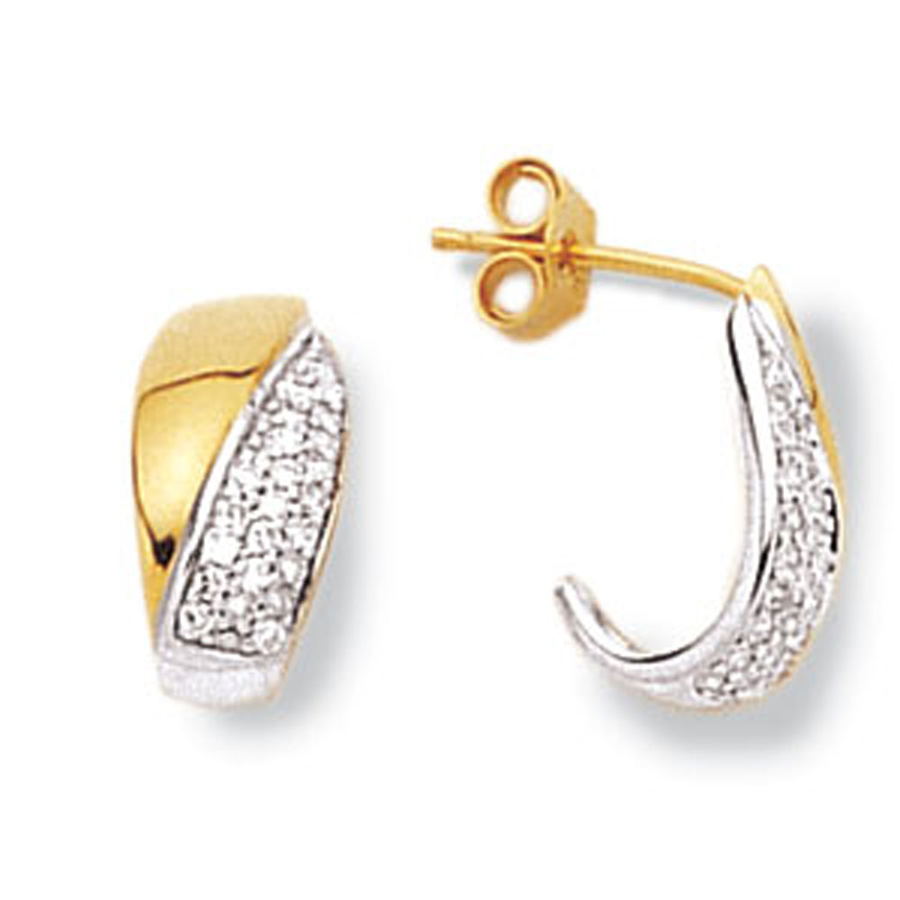 Boucles d'oreilles or jaune et diamant (0,15 carat)