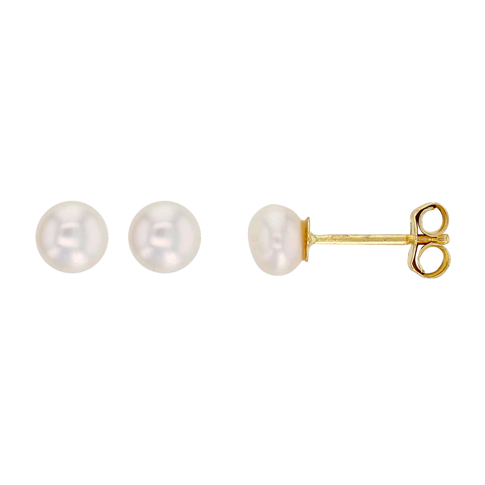 Boucles d'oreilles puces en Or 750/1000 avec perle de 5mm (3030237)