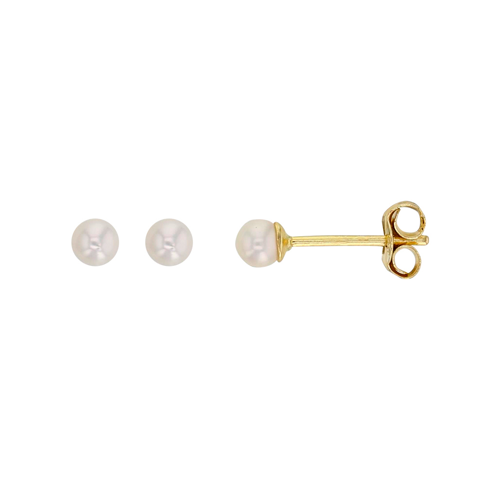 Boucles d'oreilles Or 750/1000 avec perle d'eau douce ronde 3mm (3030243)