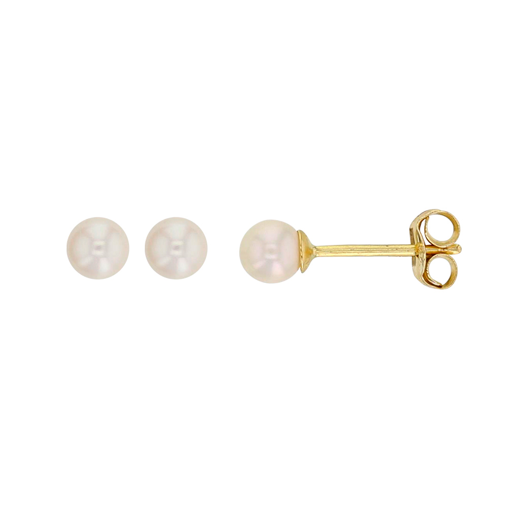 Boucles d'oreilles avec perle d'eau douce ronde en Or 750/1000 (3030244)