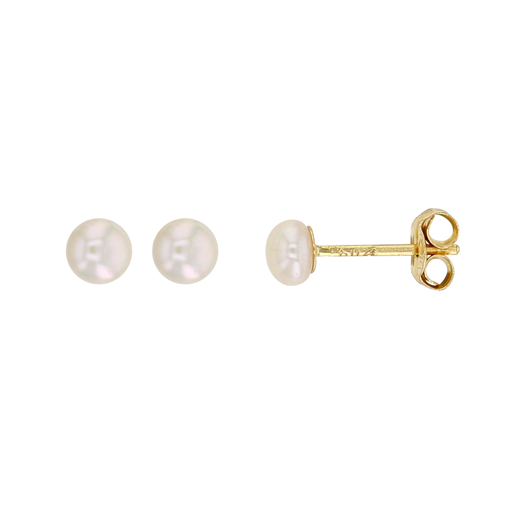 Boucles d'oreilles en Or 750/1000 avec perle d'eau douce 4mm forme bouton (3030246)